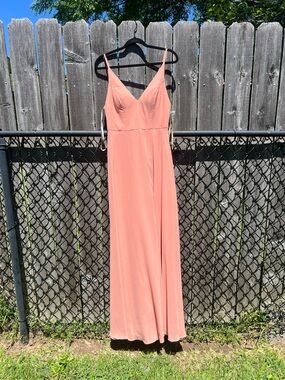 Jenny Yoo Coral V-Neck Spaghetti Strap Maxi Dress